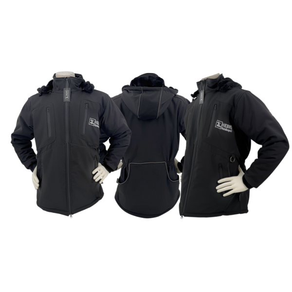 HEBRÜ Softshell Jacke Schwarz mit Fell