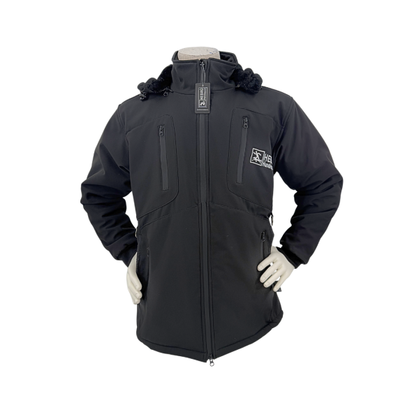 HEBRÜ Softshell Jacke Schwarz mit Fell