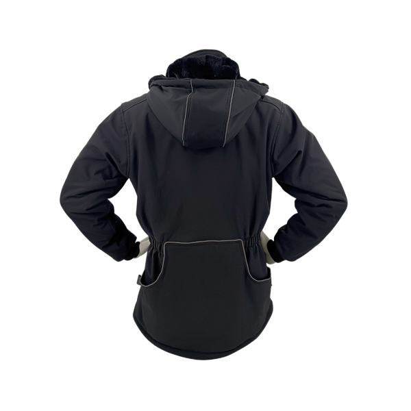 HEBRÜ Softshell Jacke Schwarz mit Fell