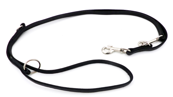 Doppelführleine Fettleder 15mm Schwarz